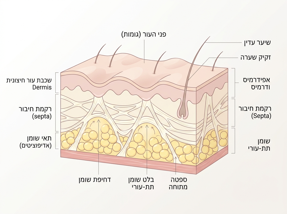 איור חתך עור ורקמת חיבור